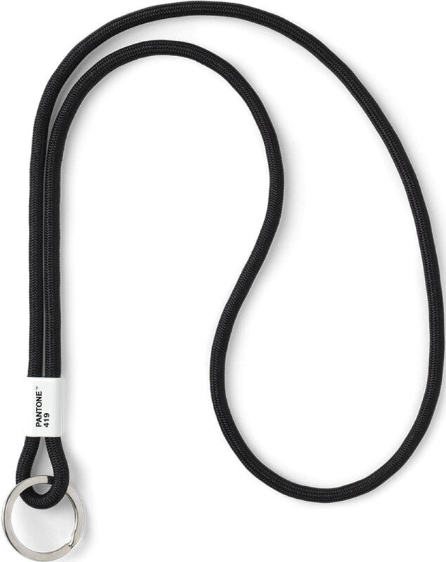 Pantone by Copenhagen Textilband Schlüsselanhänger Lang – Nylon, Schwarz, Bandlänge 48 cm