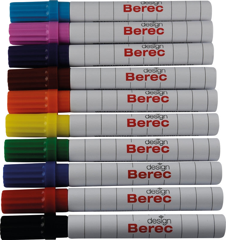 BEREC Board-Marker – Rundspitze 1-4 mm – Sortiert – 10er-Set – Trocken abwischbar