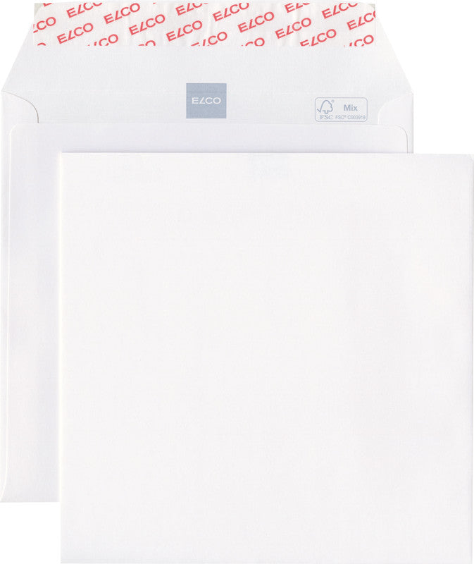 Elco Couvert 175 × 175 mm, ohne Fenster, Haftklebung, hochweiss, 120 g/m² – 500 Stk.