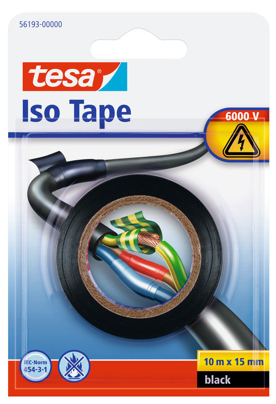 tesa Vinylband – 15 mm × 10 m, schwarz
