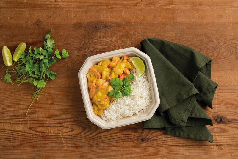 Duni Take-away-Box Octabagasse, Bagasse (Zuckerrohr) – 650 ml 183 × 183 × 165 mm – kompostierbar – 50 Stk.