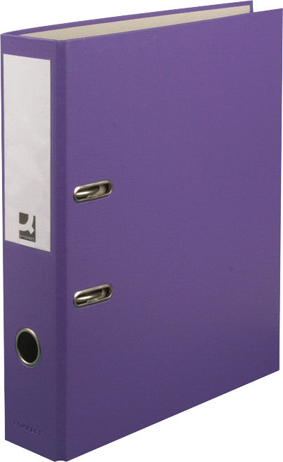 Q-connect Ordner – A4 hoch – 2-Ring Hebelmechanik, Rücken 70 mm – violett, Karton, mit Niederhalter, FSC