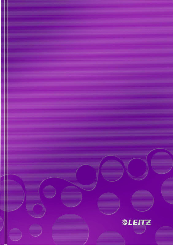 Leitz Notizbuch A5, kariert, Fadenheftung, Karton, 160 Seiten, 90 g/m² – violett