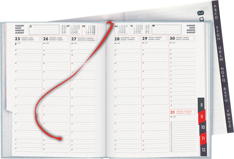 Biella Orario Agenda – 1 Woche/2 Seiten, gebunden, 17,5 × 23,5 cm, 2026, mehrsprachig, hellblau, FSC