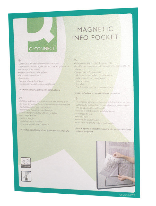 Q-connect Magnetclip – 225 × 312 mm, grün, wiederablösbar, für A4