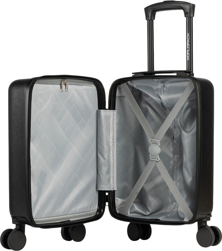 Worldpack Trolley Hartschale, 24 l, Handgepäck geeignet, 4 Doppelrollen, ABS, Schwarz, 30 × 40 × 20 cm