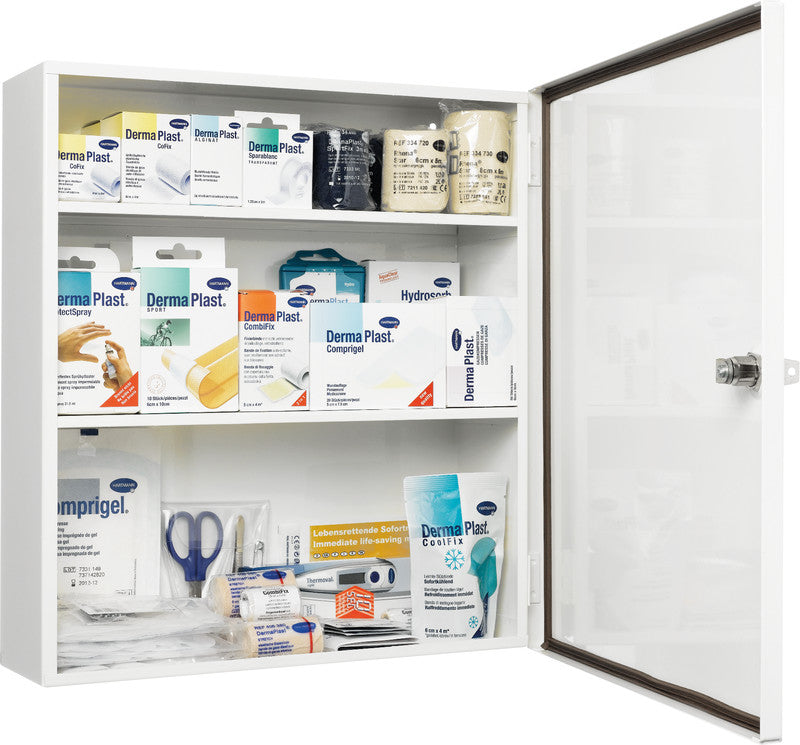 Hartmann Verbandschrank Hausapotheke – Metall, abschliessbar – für Familie – 450 × 400 × 120 mm