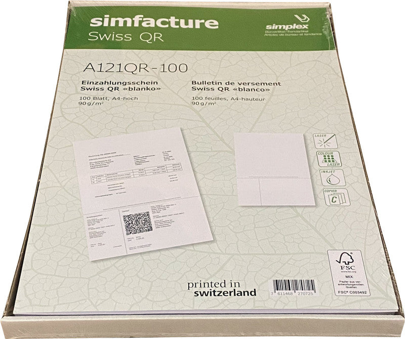Simplex Formular – simfacture Swiss QR, A4