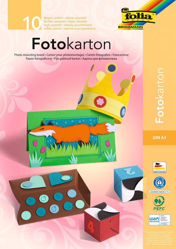 Folia Fotokartonblock – A3 – 300 g/m² – sortiert – 10 Blatt