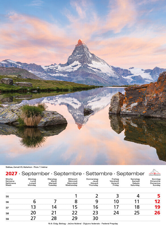 Calendaria Swiss Souvenir – Bildkalender Schweiz 2027 – 23 × 31,5 cm