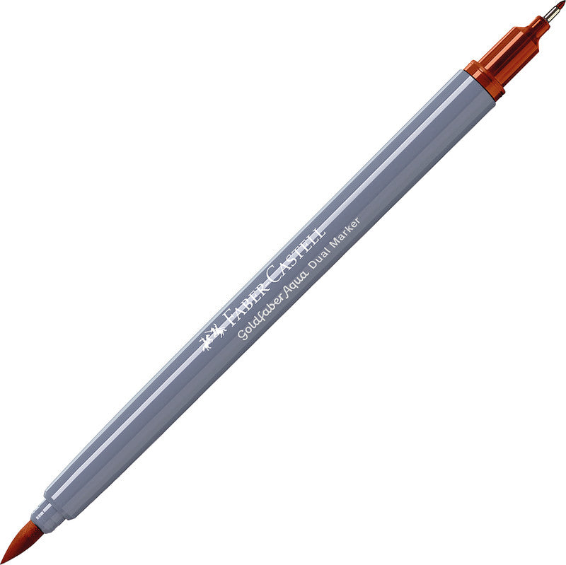 Faber-Castell Brush Pen Goldfaber Aqua – Feinspitze 0,6 mm, Pinselspitze – burnt ochre – wasservermalbar