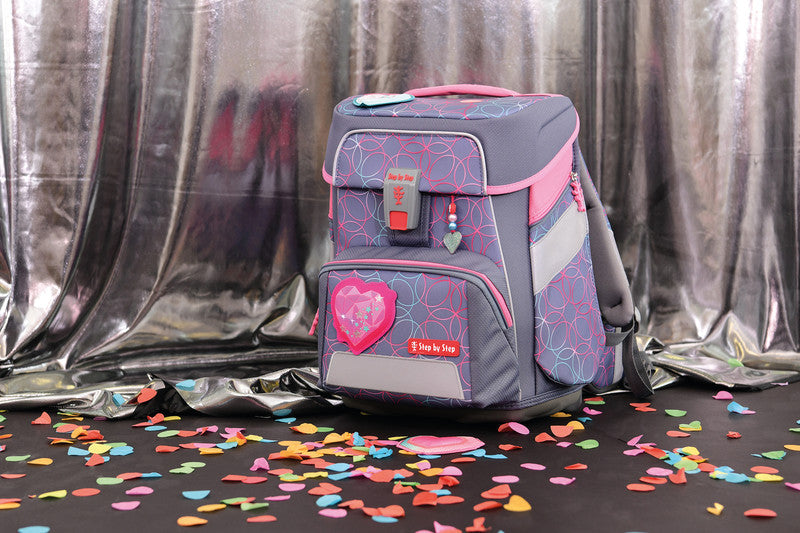 Step by Step Schulrucksack-Set 2in1 Plus – 6-teilig – Glitter Heart Hazle
