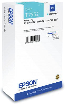 Epson Tintenpatrone T7552, Cyan, 4'000 Seiten – für Inkjetdrucker/Multifunktionsgeräte