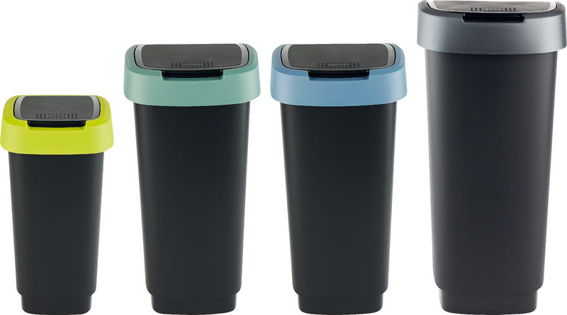 Rotho Abfallcontainer – 10 l – mit Deckel – Kunststoff, Horizon Blau – B × H × T 181 × 330 × 248 mm