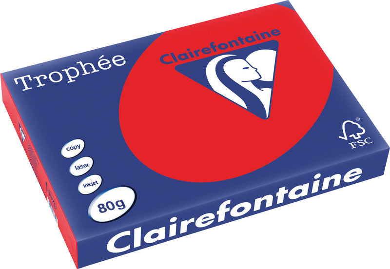 Clairefontaine Kopierpapier – A3, 80 g/m², Korallenrot – für Inkjet/Laser/Kopierer – FSC – 500 Blatt