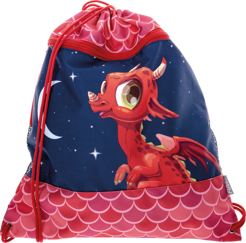 Funki Sportbeutel – 12 l, Motiv Ruby Dragon, wasserabweisend, 36 × 42 cm