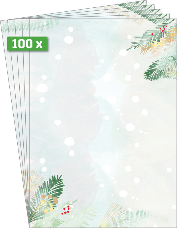 Sigel Motivpapier – A4, 90 g/m², mehrfarbig, Motiv: Christmas Forest Watercolor – für Inkjet/Laser/Kopierer