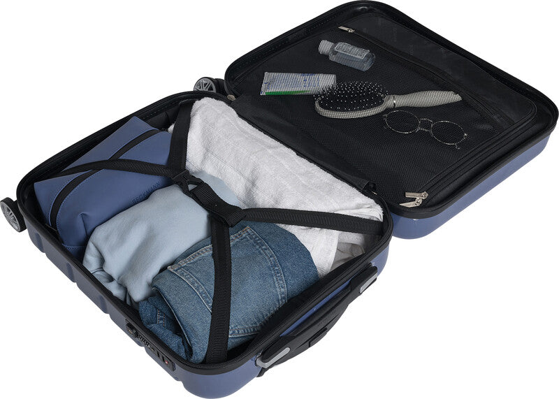 Beckmann Trolley Infinity – Hartschale PC/ABS, 4 Doppelrollen, mit TSA, Blau, 39 × 55 × 21 cm