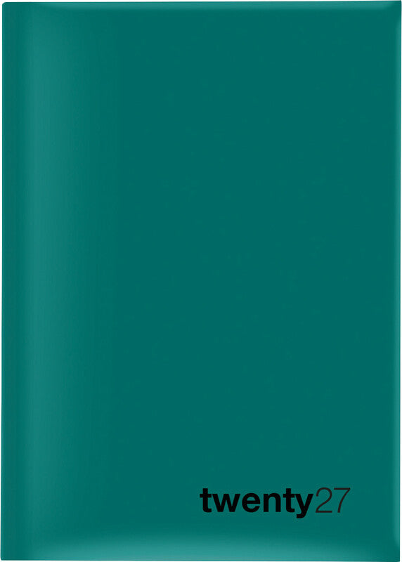 Biella Colorful 7 Agenda – 1 Woche/2 Seiten, gebunden, 14,5 × 20,5 cm, 2027, mehrsprachig, petrol, FSC