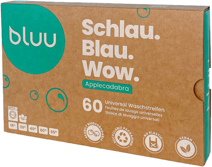 Bluu Waschstreifen, für alle Textilien, vegan, Apfel, 60 Streifen