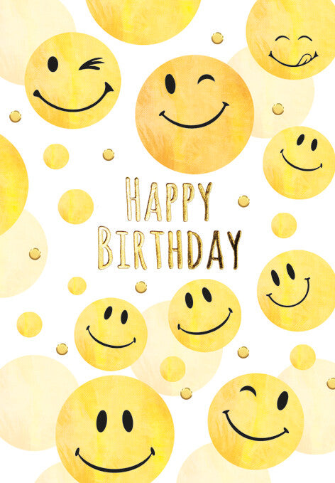 Kurt eulzer Grusskarte Geburtstag (Smileys) – 82 × 114 mm – mit Umschlägen, Text EN, Karton, 10er Pack