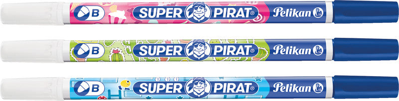 Pelikan Super Pirat Tintenlöscher – breit, blau, für Linkshänder, Packung, 50 Stk.