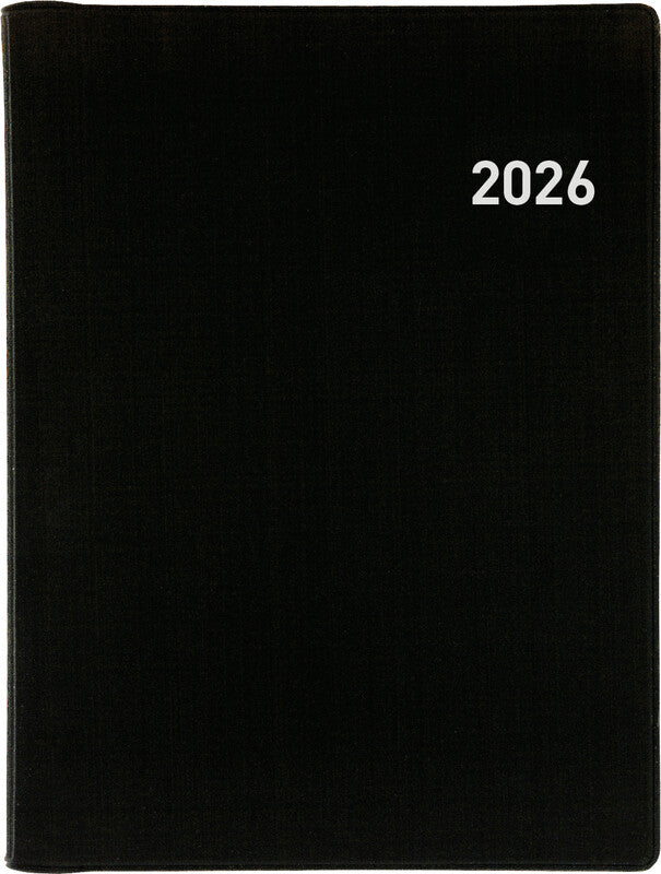 Biella Rex Agenda – 1 Woche/2 Seiten, Spiralbindung, 10,1 × 14,2 cm, 2026, mehrsprachig, schwarz, FSC