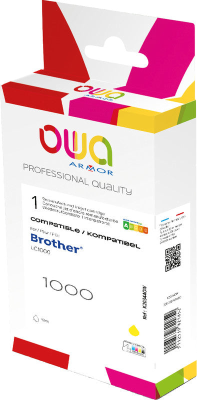 Owa Tintenpatrone LC-1000Y, Gelb, 12 ml – für Inkjetdrucker