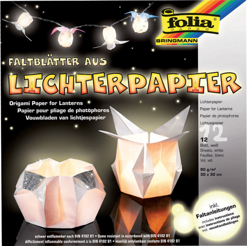 Folia Faltblätter aus Lichterpapier – 300 × 300 mm – 80 g/m² – Weiss – 12 Blatt