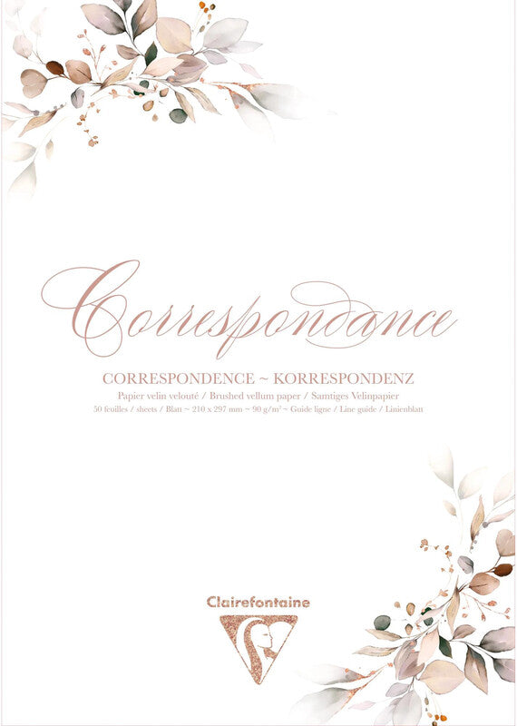 Herbin Design-Papier, Eukalyptus, satiniert, Rosa, A4, 90 g/m², mit Linienblatt, 50 Blatt, FSC