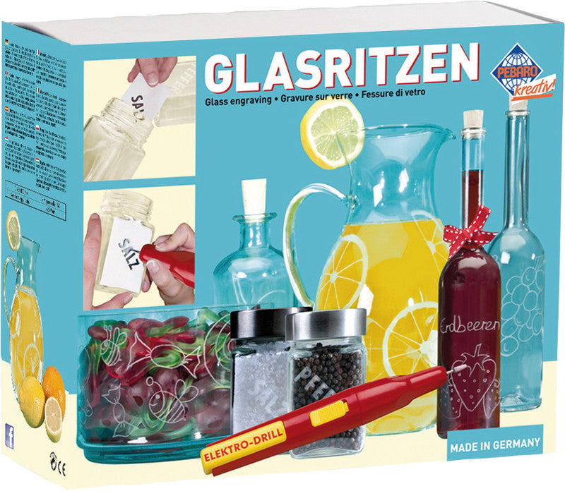 Pebaro Glasgravur-Set – 12-teilig – 2× AA