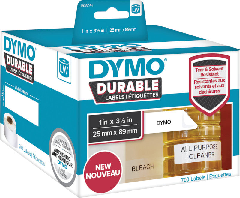 DYMO Druckeretiketten, 25 mm × 89 mm, weiss, für LabelWriter 4XL und LabelWriter 450 Serie, 700 Stück