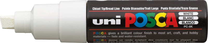 Uni-Ball Non-Permanent-Marker – Keilspitze 8 mm – Weiss – Wasserfest