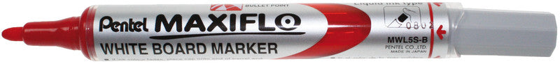 Pentel Whiteboard-Marker Maxiflo MWL5S – Konische Spitze 4 mm – Rot – Trocken abwischbar