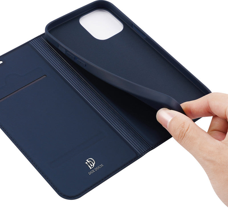 Dux Ducis Booklet-Hülle – für Apple iPhone 12 mini – blau – Kunstleder – mit Kartenfach, Magnetverschluss