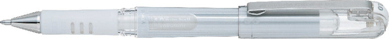 Pentel Hybrid Gel Grip DX Gelschreiber – weiss, 1 mm, wasserfest, lichtbeständig, für dunkles Papier, Kappe