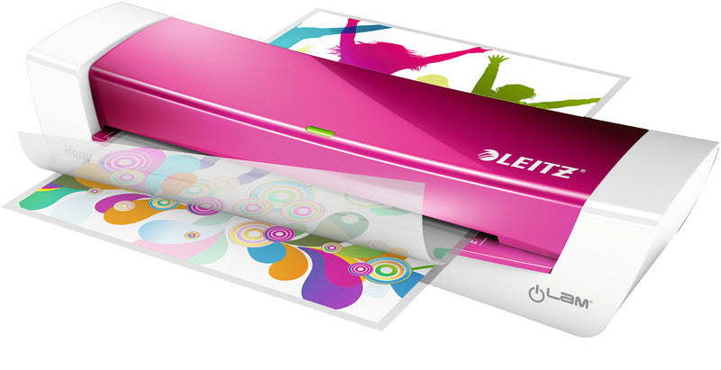 Leitz iLAM Home Office WOW Laminiergerät A4 – 2-Rollen, 80–125 µm, Aufheizzeit 2 Min., 310 mm/min, Pink