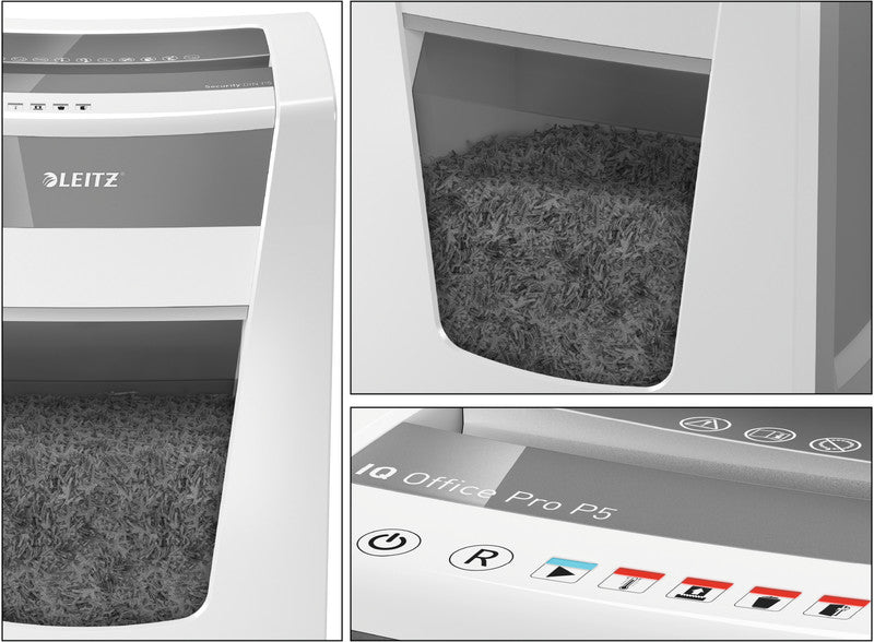 Leitz IQ Office Pro – Aktenvernichter, DIN P-5, Mikroschnitt 2 × 15 mm, 15 Blatt, 30 l, A4