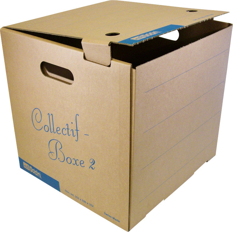 Boldini Collectif-Box Sammelbehälter A4 – mit Tragegriff, stapelbar, 451 × 330 × 332 mm, Braun, Karton