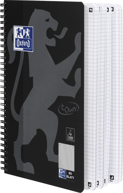 Oxford Collegeblock, Karton, 80 Blatt, 4-fach gelocht, perforiert, 90 g/m² – Schwarz, für SCRIBZEE App