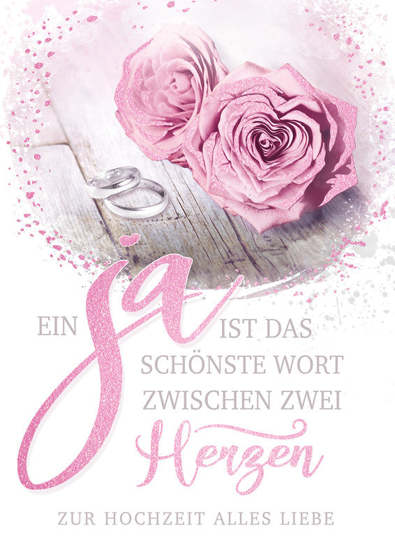Kurt eulzer Grusskarte Hochzeit (Rosen) – A4 (210 × 297 mm) – mit Umschlägen, Text DE, Karton, 6er Pack