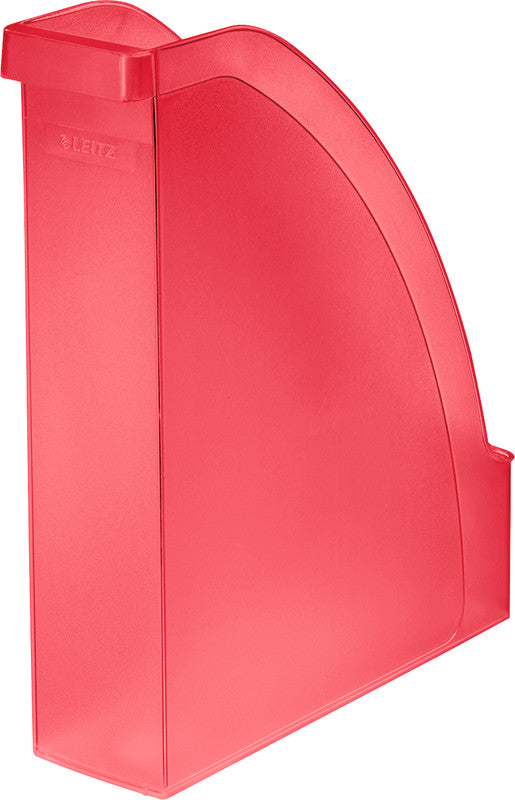 Leitz Plus Stehsammler A4 – 78 mm, rot transparent, Kunststoff