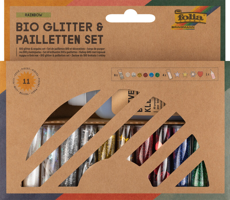 Folia Glitzer- und Pailletten-Set – sortiert, 20 Stück – aus PLA – zum Basteln