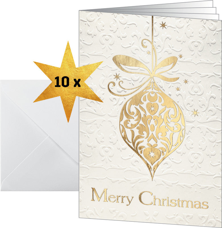 Sigel Grusskarte Golden Fantasy – A6 (105 × 148 mm) – mit Umschlägen, für Inkjet/Laser/Kopierer, 10er Pack