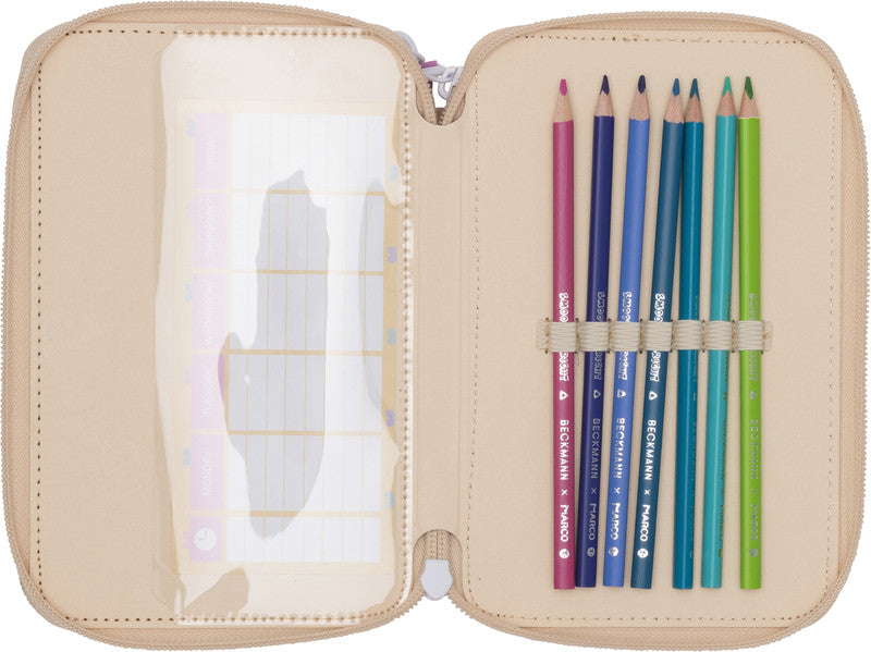 Beckmann Classic 1st Triple Etui, gefüllt – Yellow Heart – Kunststoff – 13 × 20,5 × 7 cm