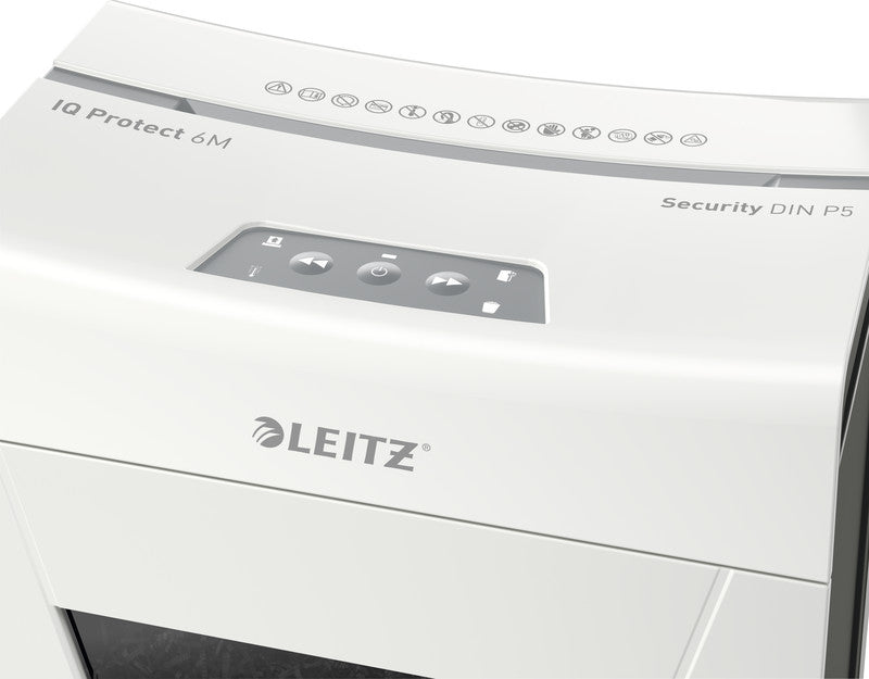 Leitz IQ 6M Protect Premium – Aktenvernichter, DIN P-5, Partikelschnitt 2 × 15 mm, 6 Blatt, 18 l, A4