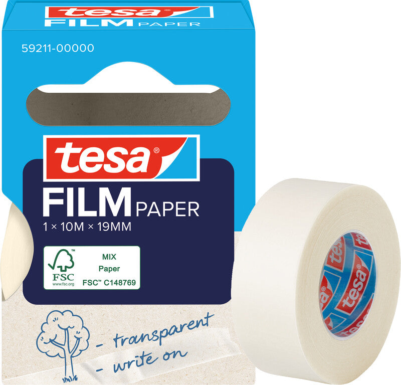 TESA Büro-Klebeband – permanent, klar, Papier, 19 mm × 10 m, 1 Rolle
