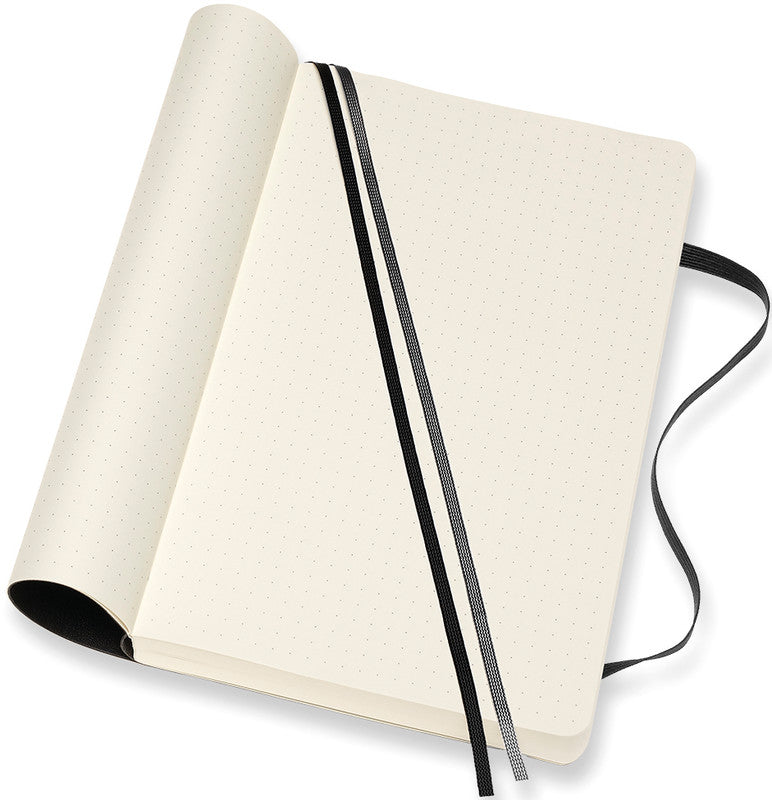 Moleskine Notizbuch, 130 × 210 mm, punktkariert, Leimbindung, Softcover, 400 Seiten, 70 g/m² – schwarz