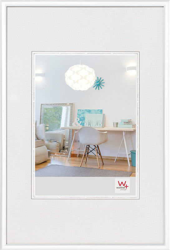 Walther Design Wechselrahmen, Kunststoff, Weiss, 30 × 40 cm, mit 2 Jumbo-Aufhängern, recyclingfähig – eco:plus