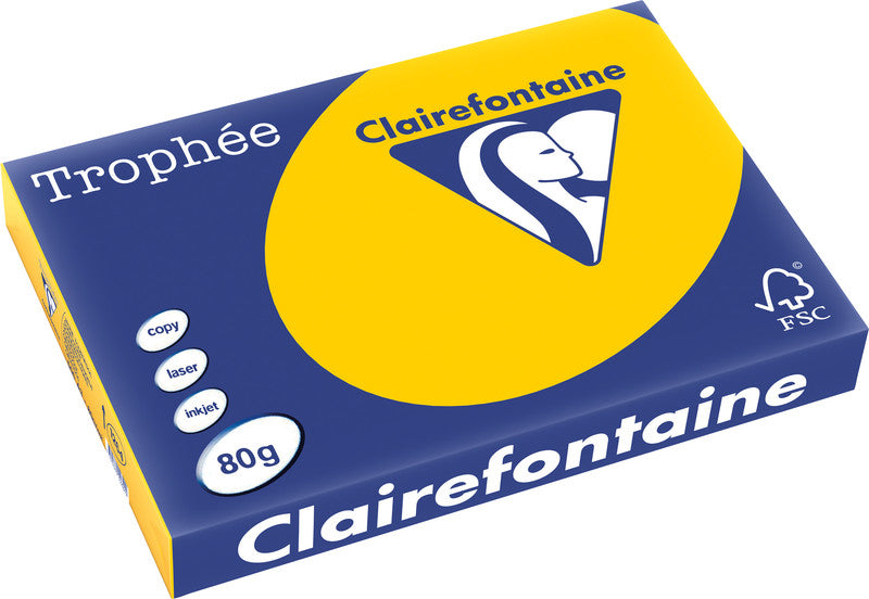 Clairefontaine Kopierpapier – A3, 80 g/m², Sonnenblumengelb – für Inkjet/Laser/Kopierer – FSC – 500 Blatt